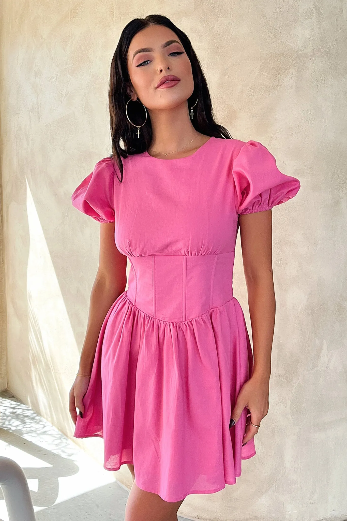 Jordyn Dress - Hot Pink High Waist