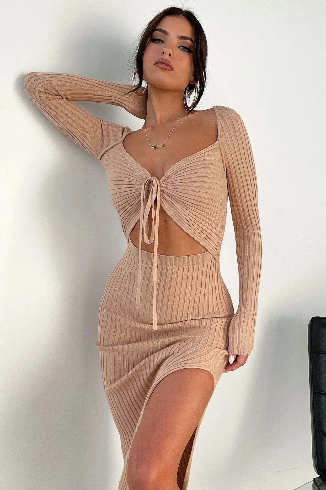 Julius Midi Dress - Tan Long Midi