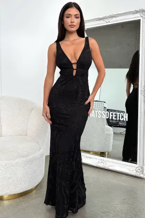 Kaia Maxi Dress - Black Maxi dress with belt Picnic Day