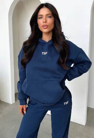 Soft Sense Pearl details Kaztek Hoodie - Navy