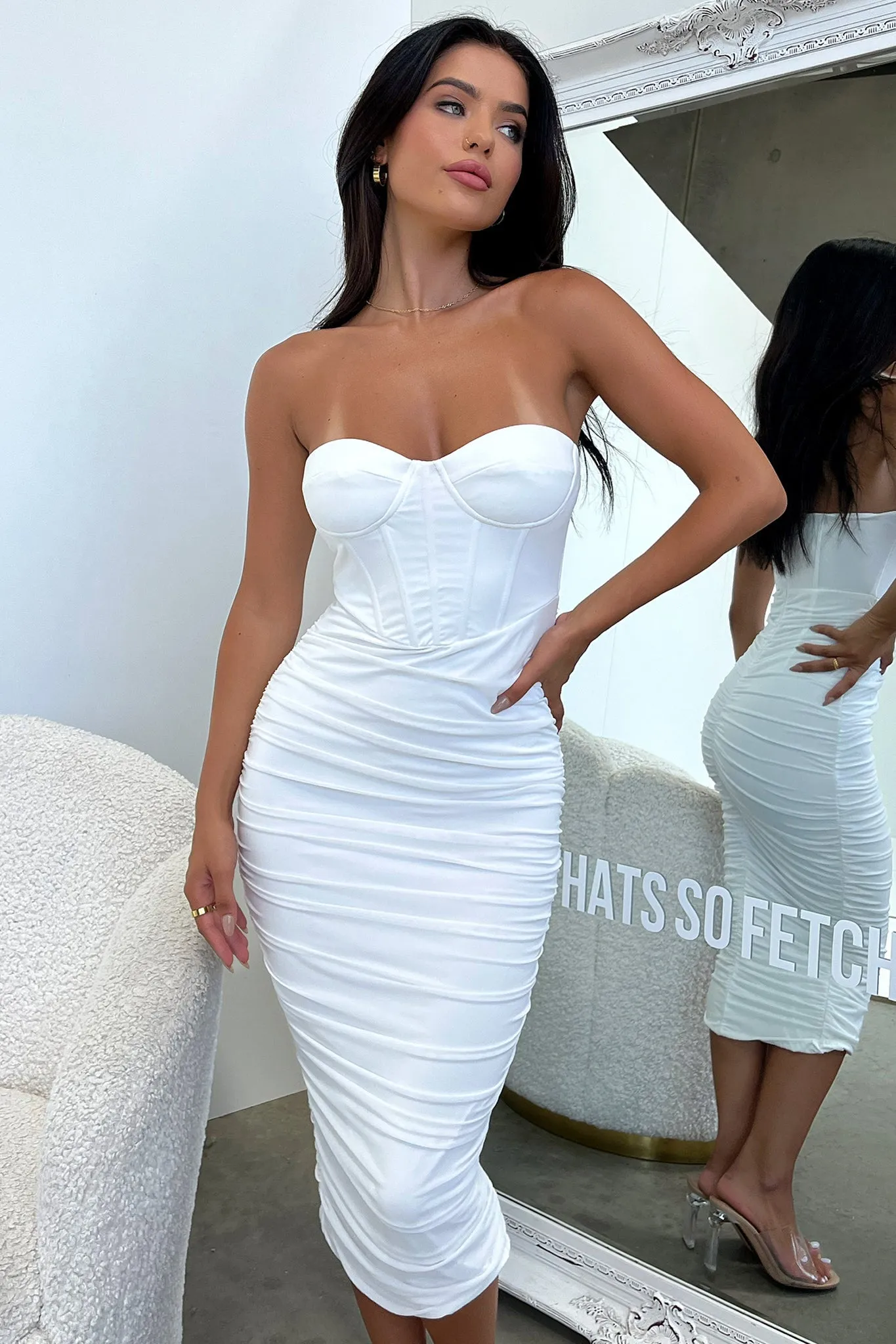 Keely Midi Dress - White Casual Outfit Sharp Finish
