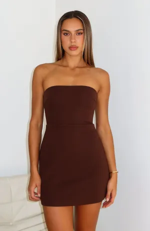 Keep Falling Strapless Mini Dress Chocolate Travel Wear
