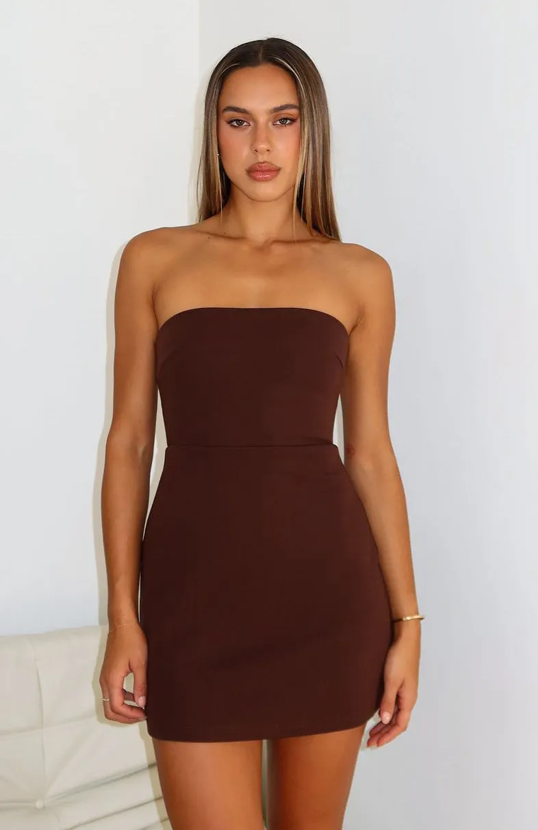 Keep Falling Strapless Mini Dress Chocolate Travel Wear