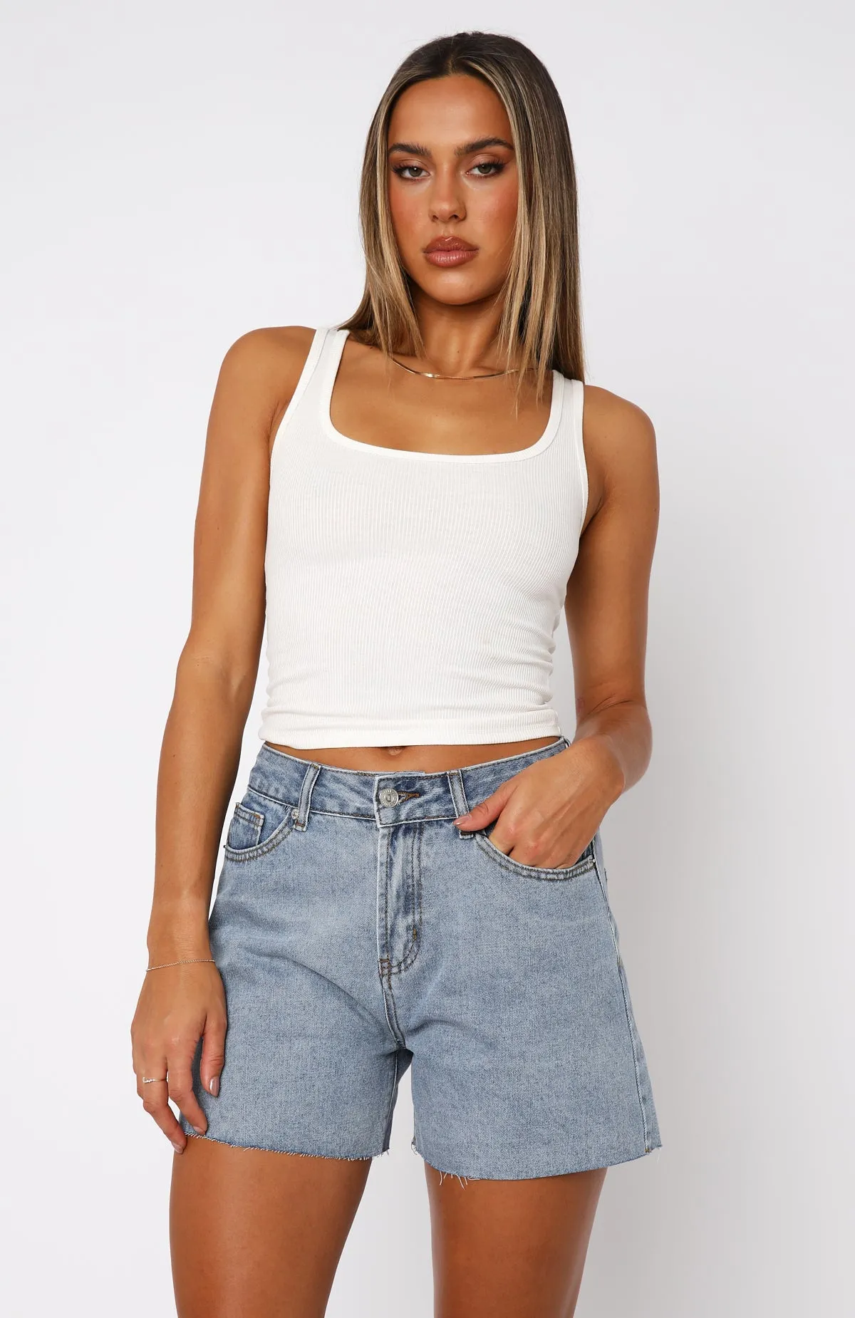 Keep It Brief Denim Shorts Blue Stretchy Slim