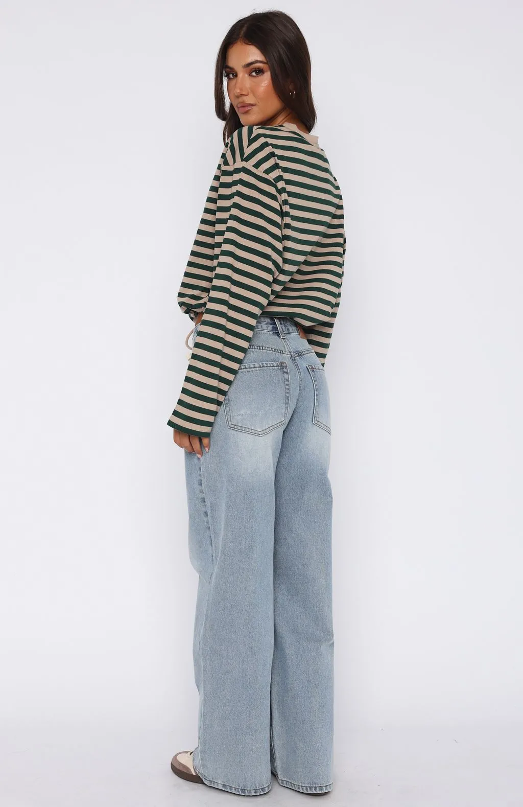 Kendall Mid Rise Wide Leg Jeans Light Blue Dark Classic