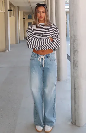 Kendall Mid Rise Wide Leg Jeans Light Blue Free Movement