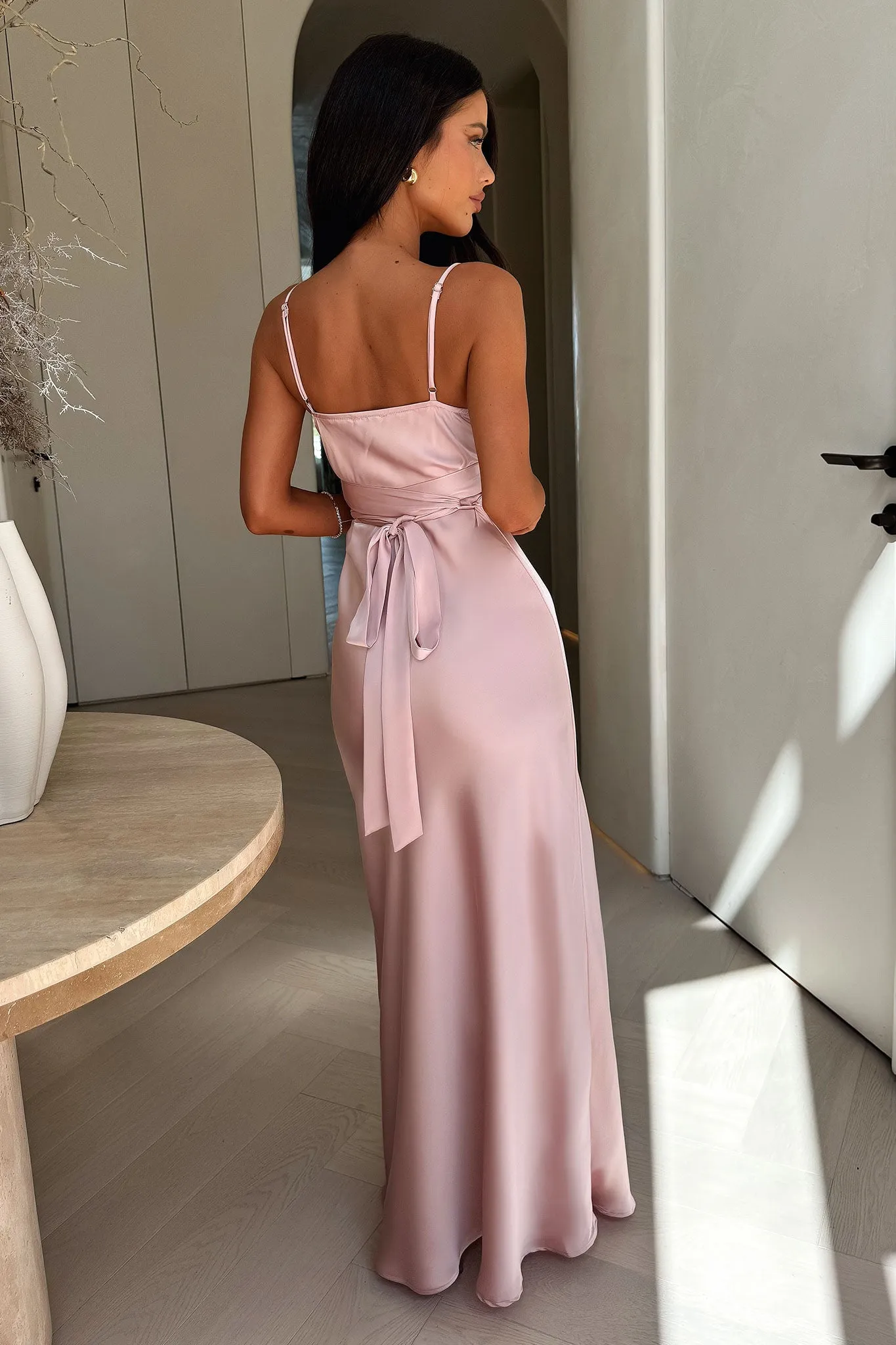 Keyhole Back Novella Maxi Dress - Pink