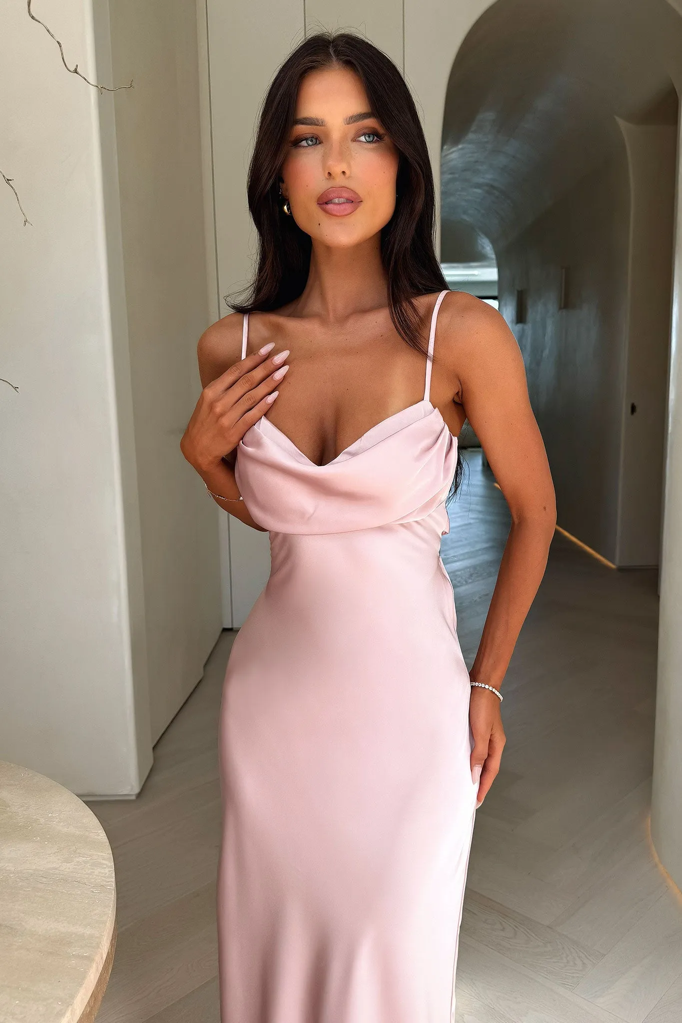 Keyhole Back Novella Maxi Dress - Pink
