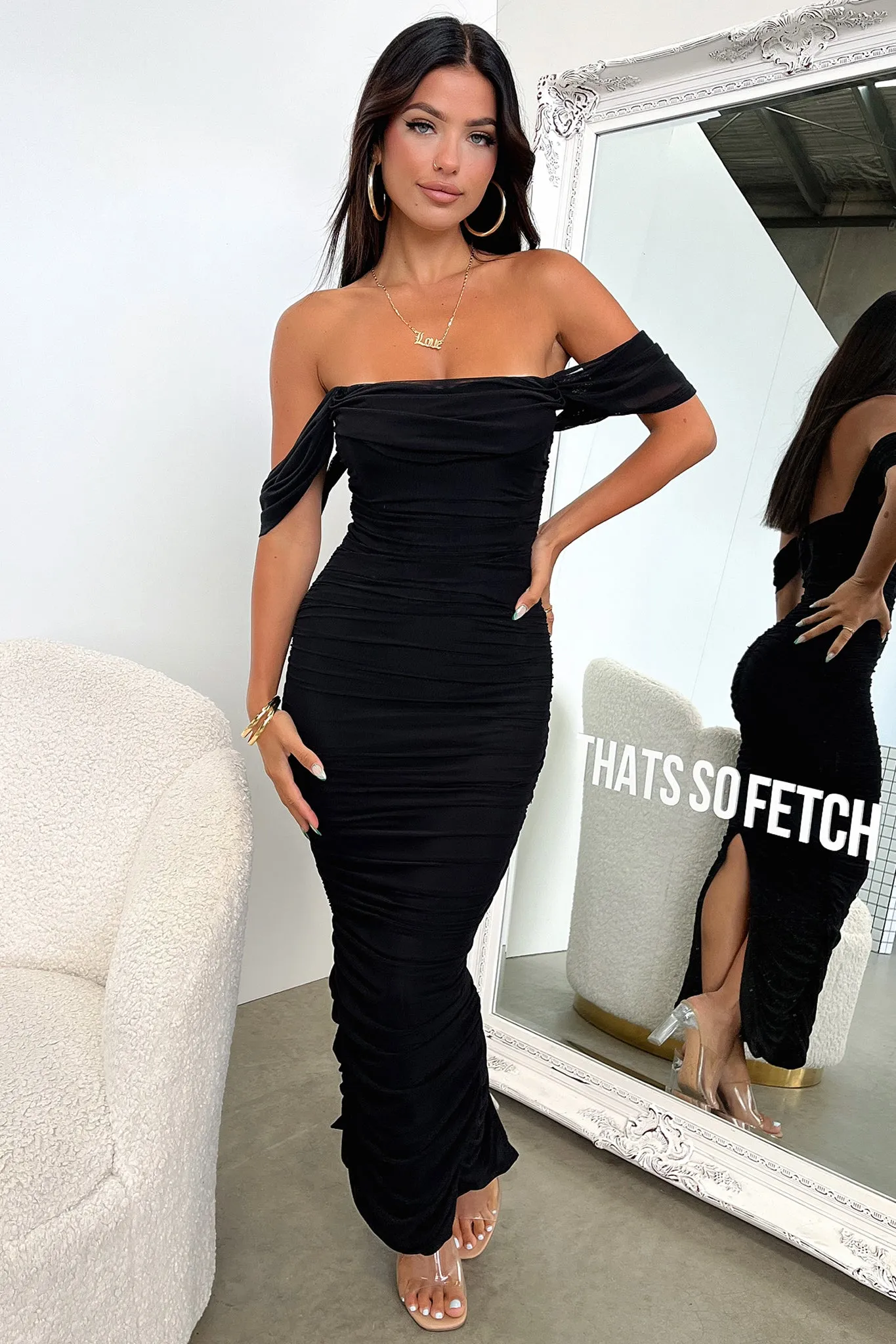 Kimono Detail Lucinda Maxi Dress - Black