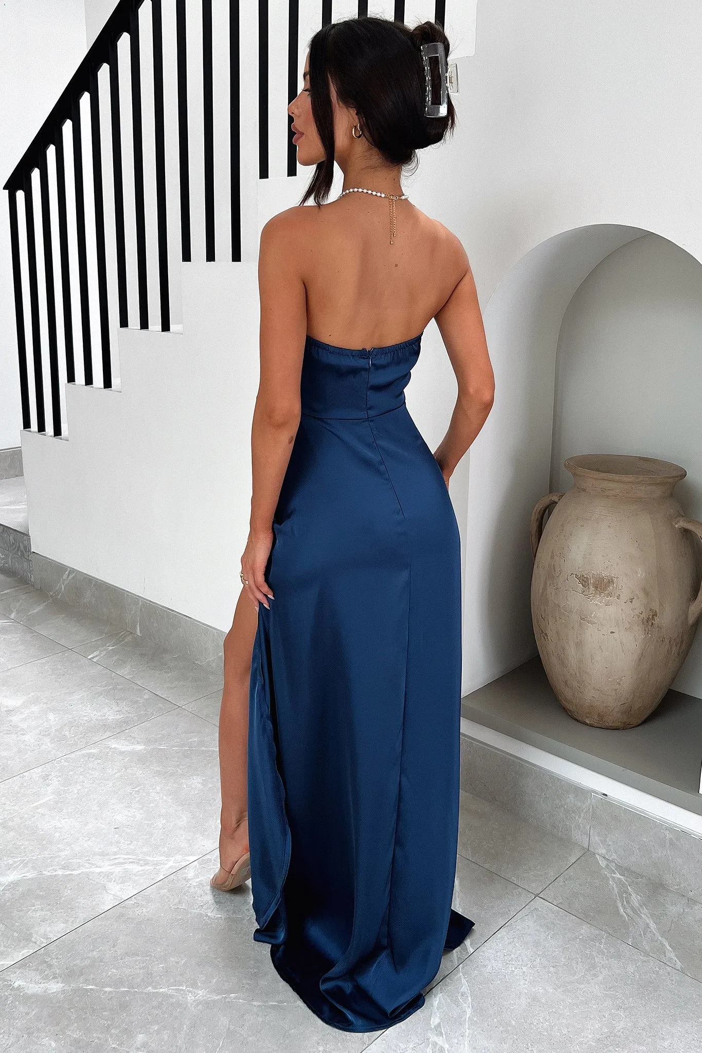 Kimono sleeve Fleur Maxi Dress - Navy