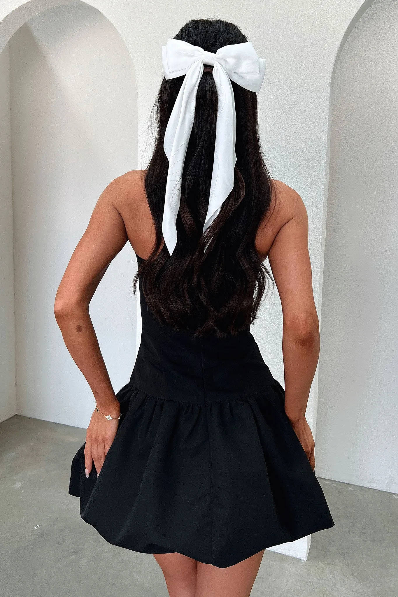 Kloe Bubble Skirt Strapless Mini Dress - Black Elastic Bodice