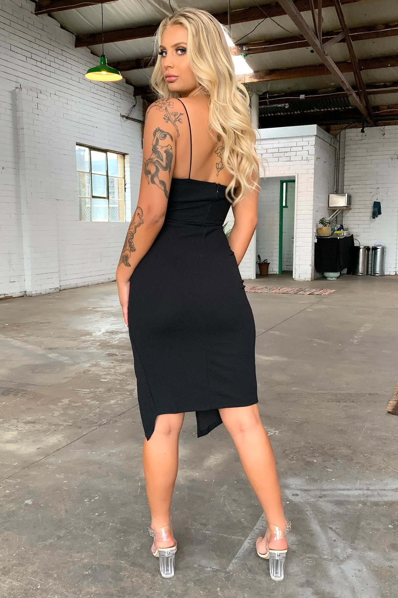 Knife Pleat Kira Mini Dress - Black