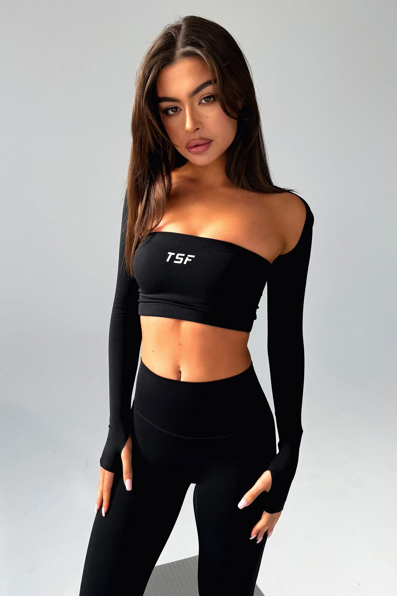Performance seams mix and match Koda Strapless Crop - Black