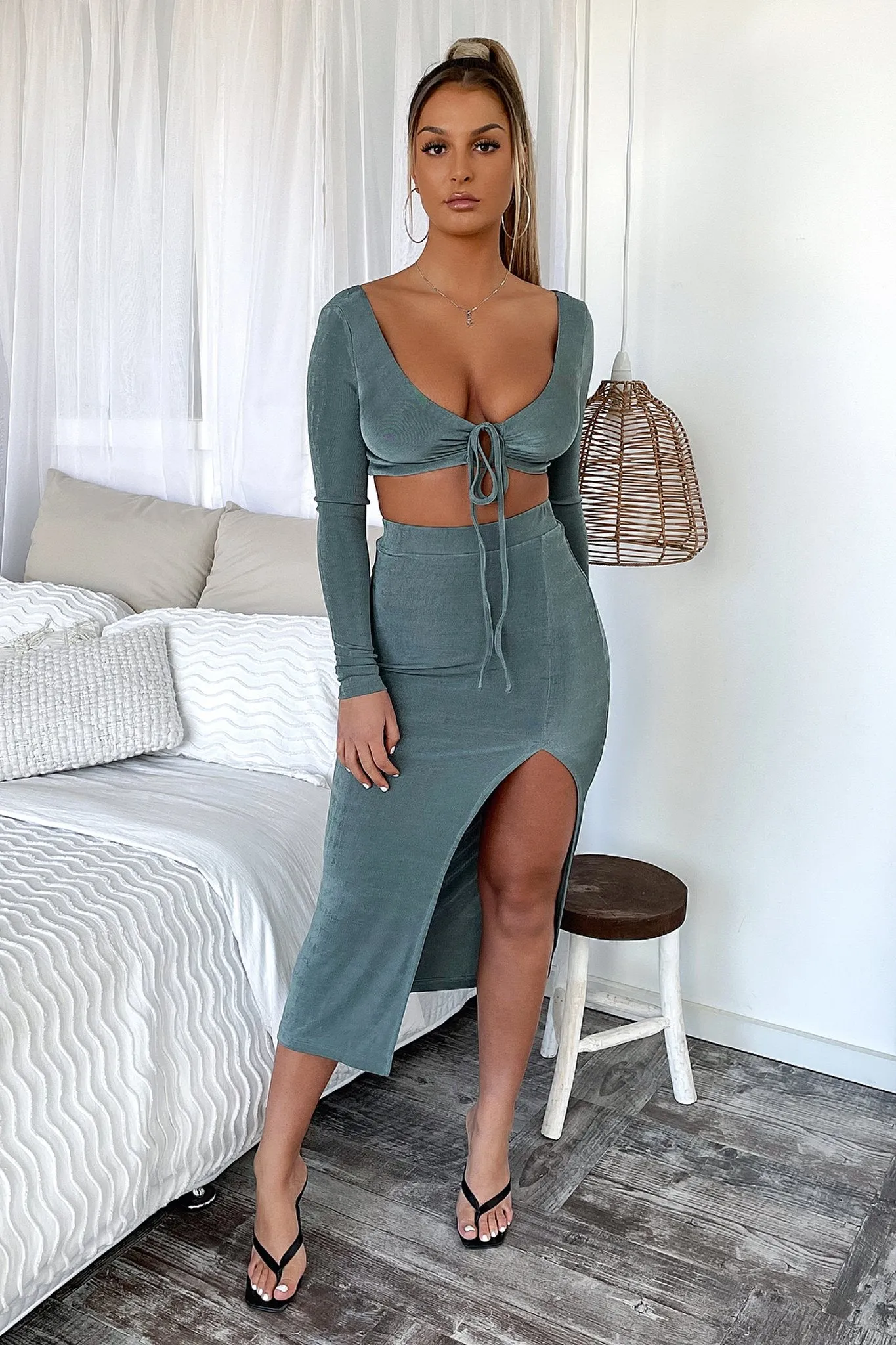 Kurser Midi Skirt - Khaki Smooth Layer