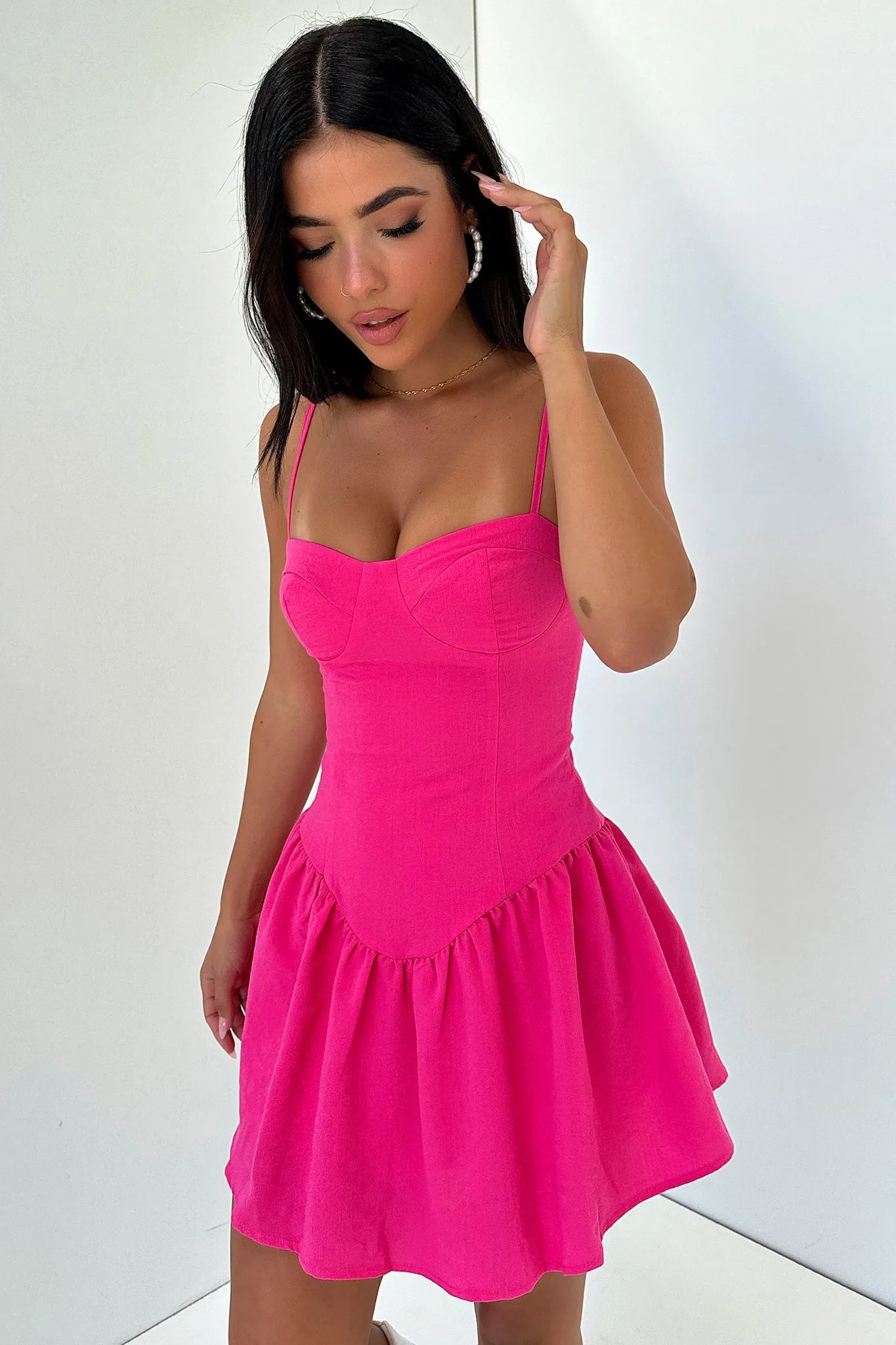 Lahana Dress - Pink Embroidered Art