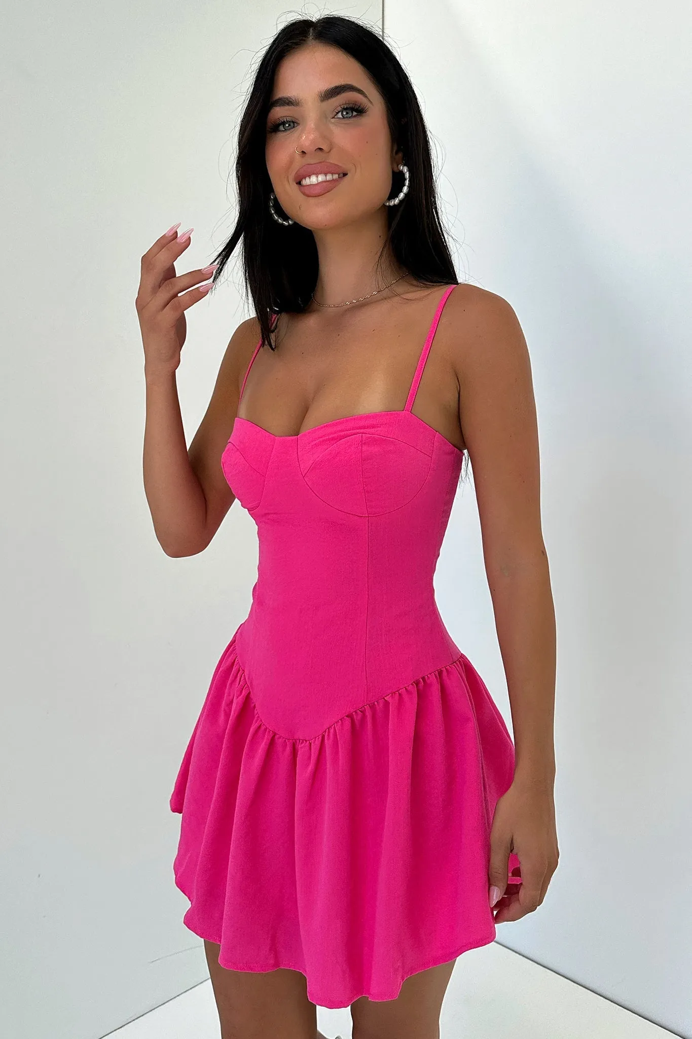 Lahana Dress - Pink Embroidered Art