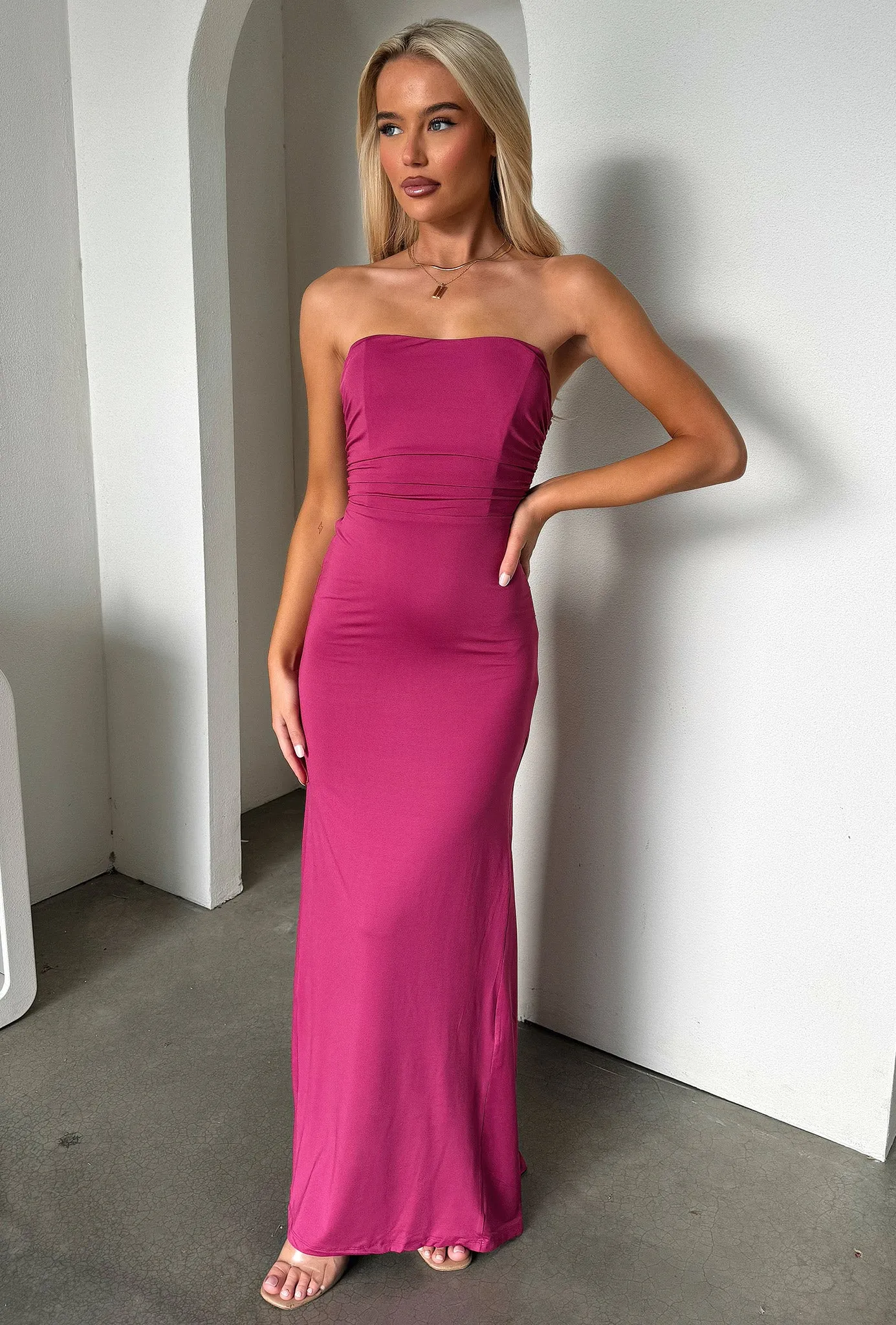 Lahara Maxi Dress - Burgundy Polished Look