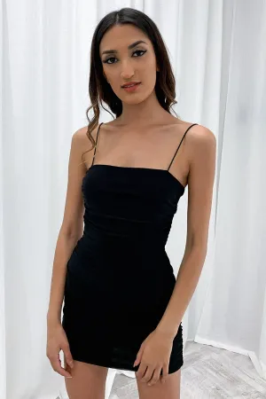 Bold color mini Landon Dress - Black