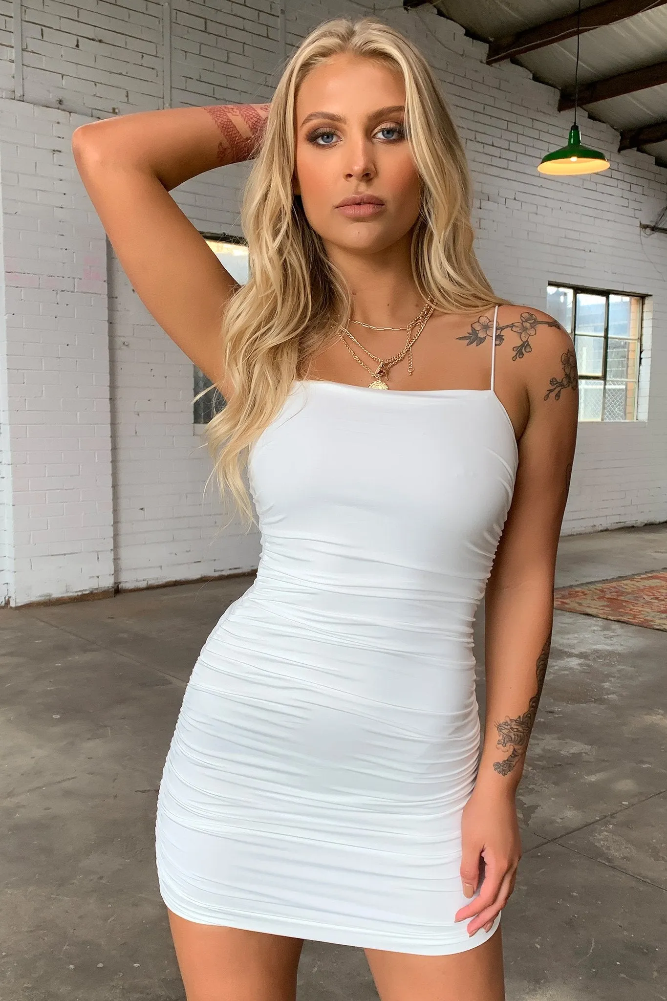 Landon Dress - White Denim Cool