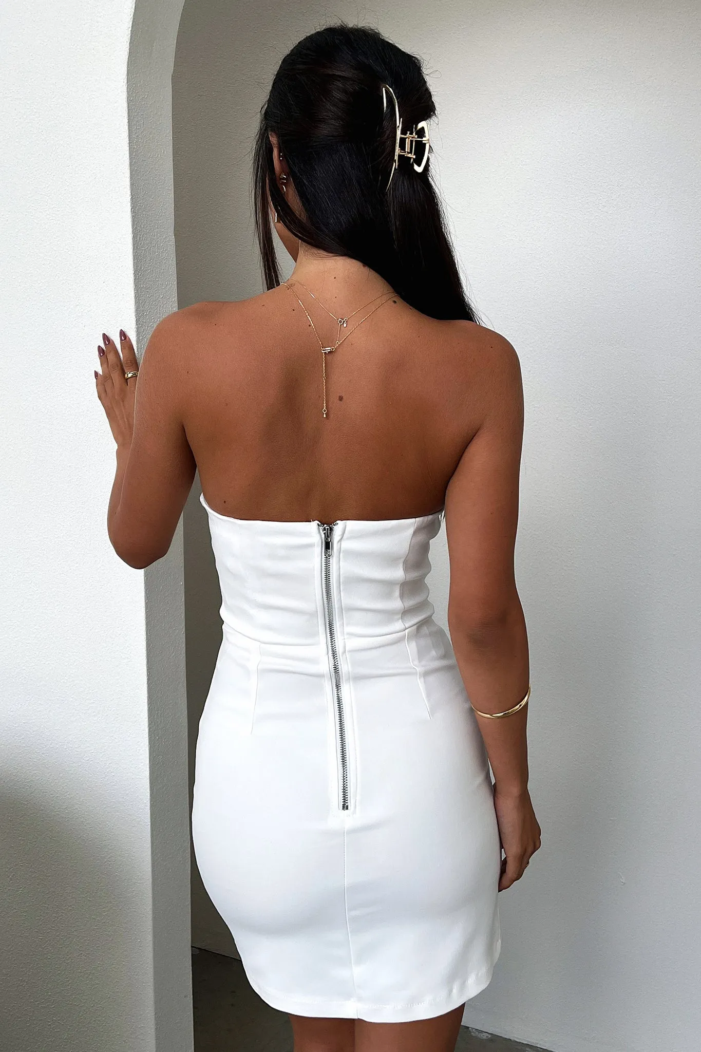 Lane Strapless Mini Dress - White Sun Style