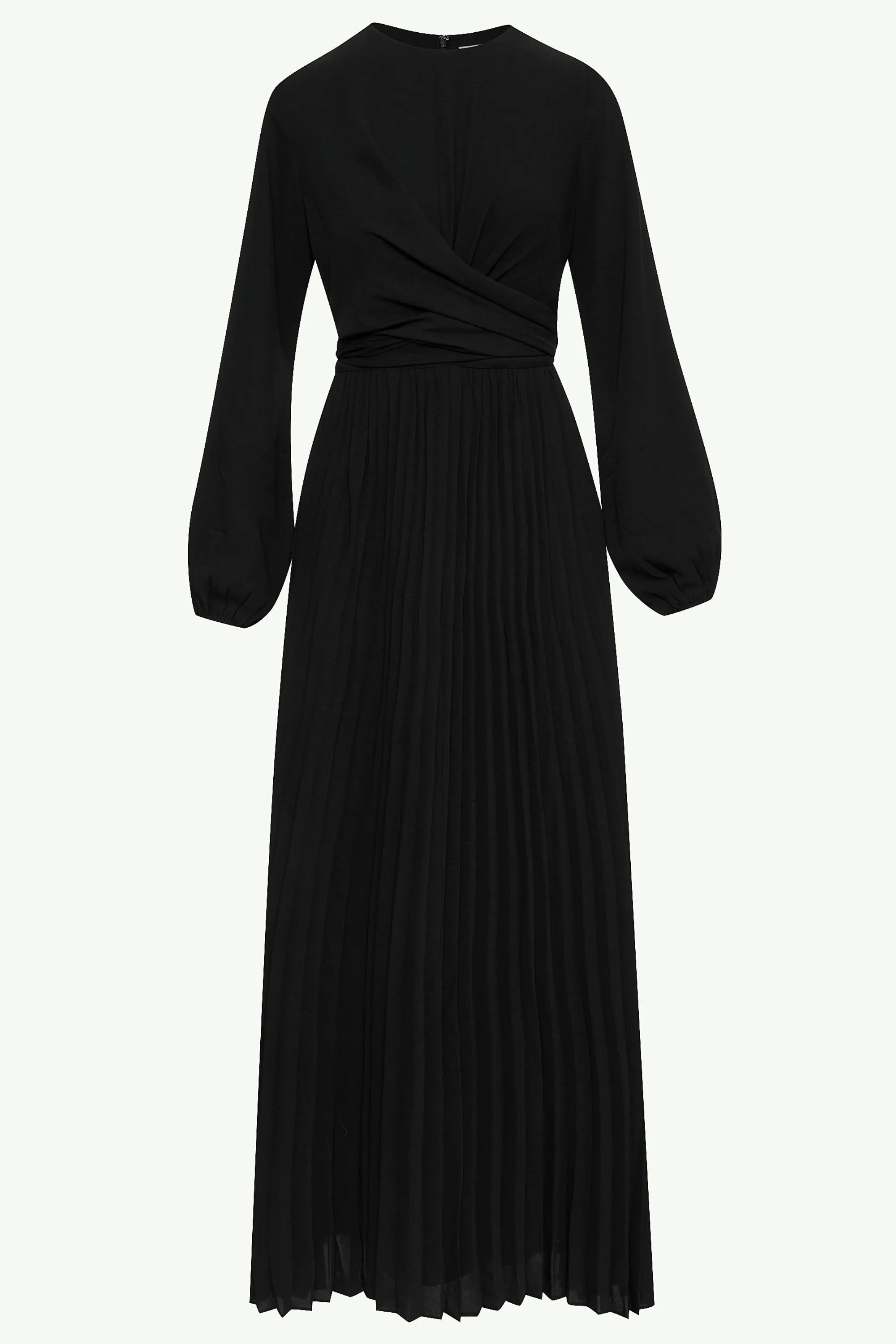 Layana Pleated Wrap Waist Maxi Dress - Black Fashion Outfit