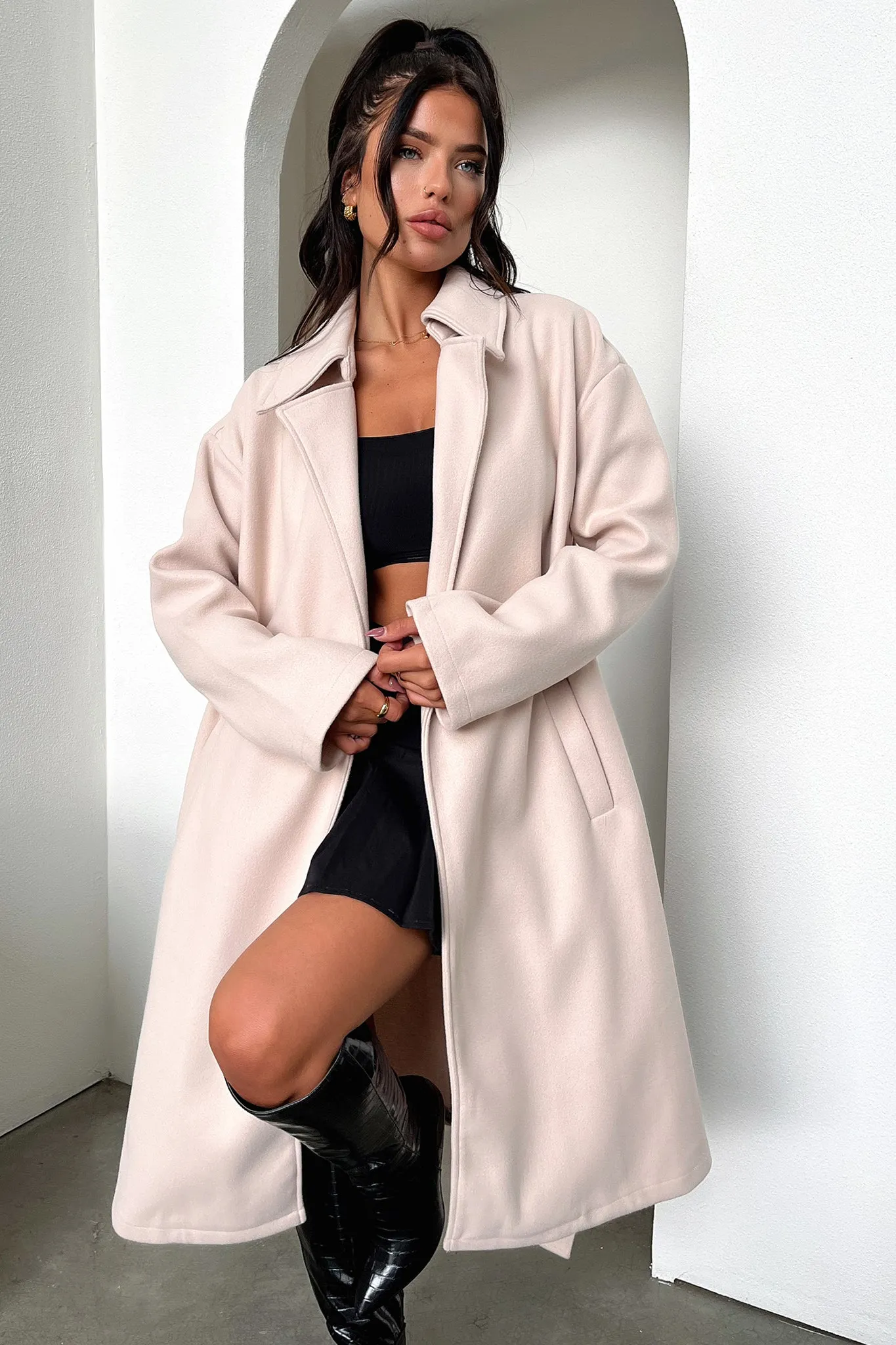 Sleek Design Casual Classic Francesca Coat - Beige