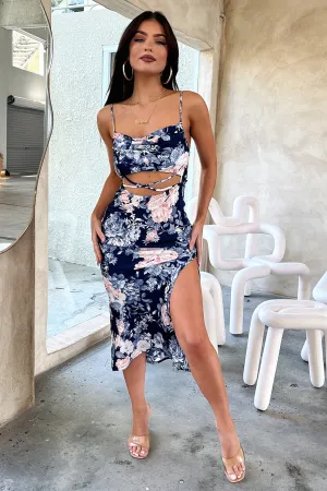 Florence Midi Dress - Blue Floral Music Hall Harbor Dock