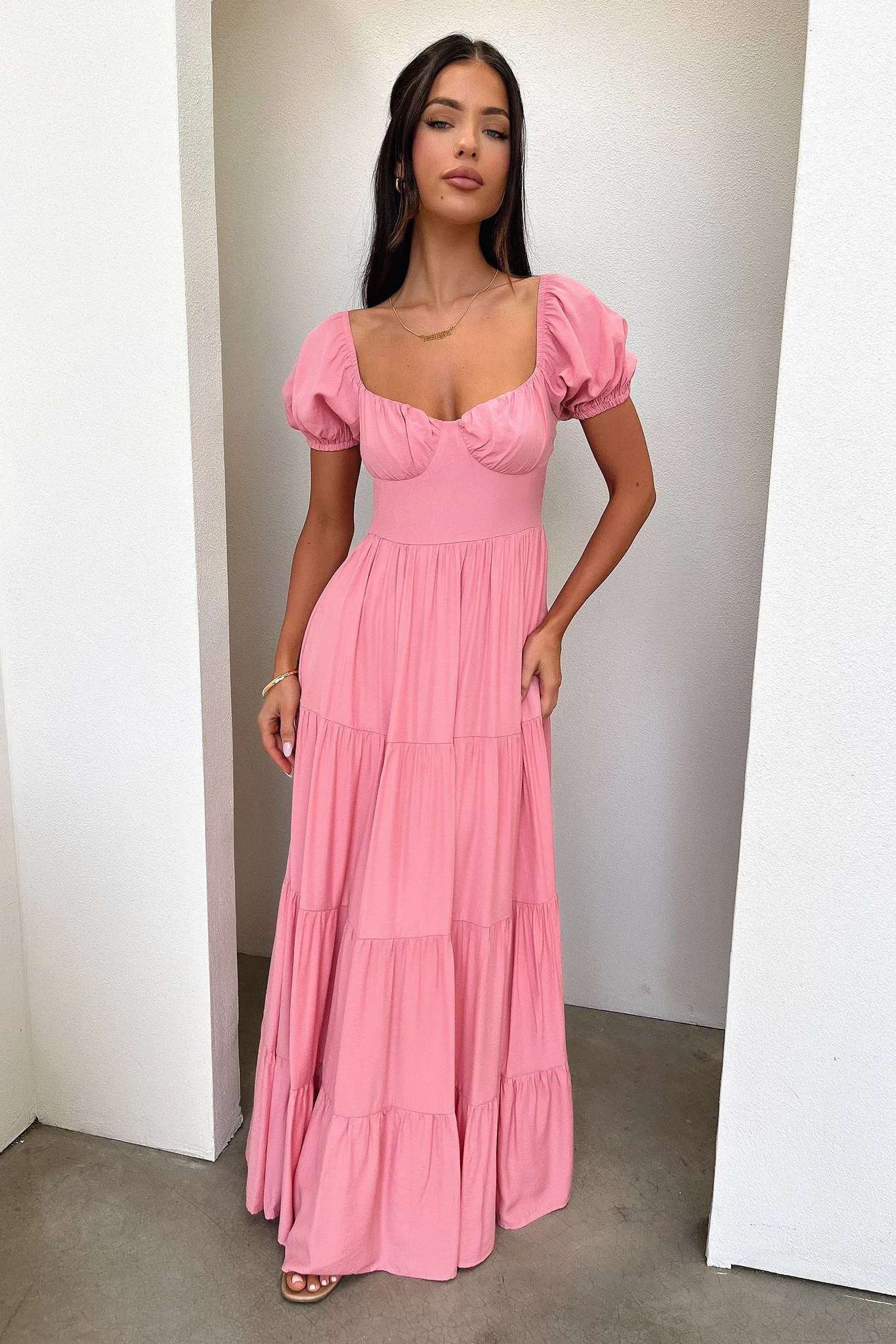 Levona Maxi Dress - Rose wide hem
