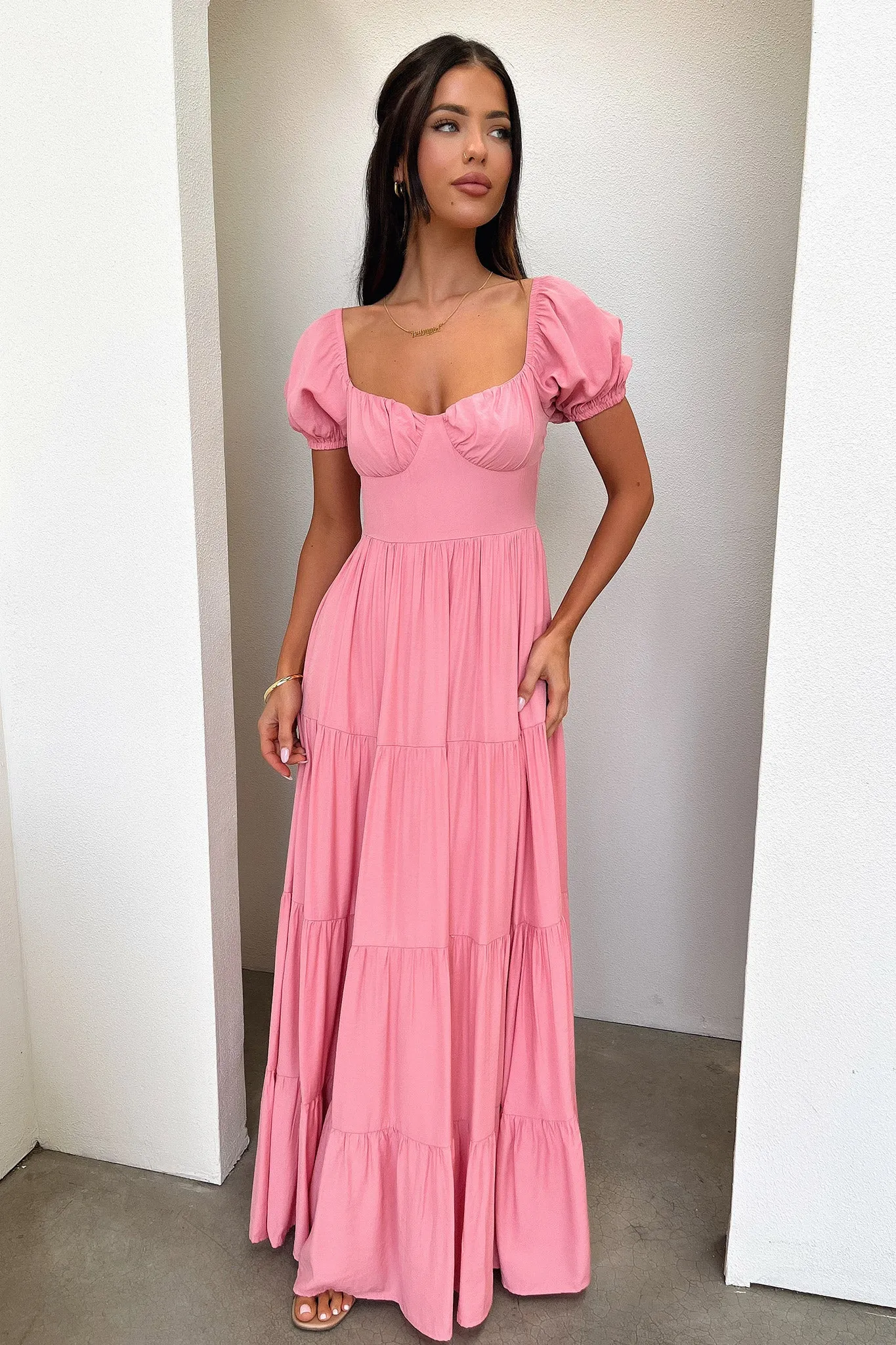 Levona Maxi Dress - Rose wide hem