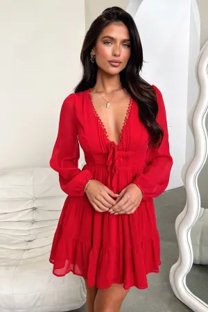 Lexie Long Sleeve Dress - Red Night Edge