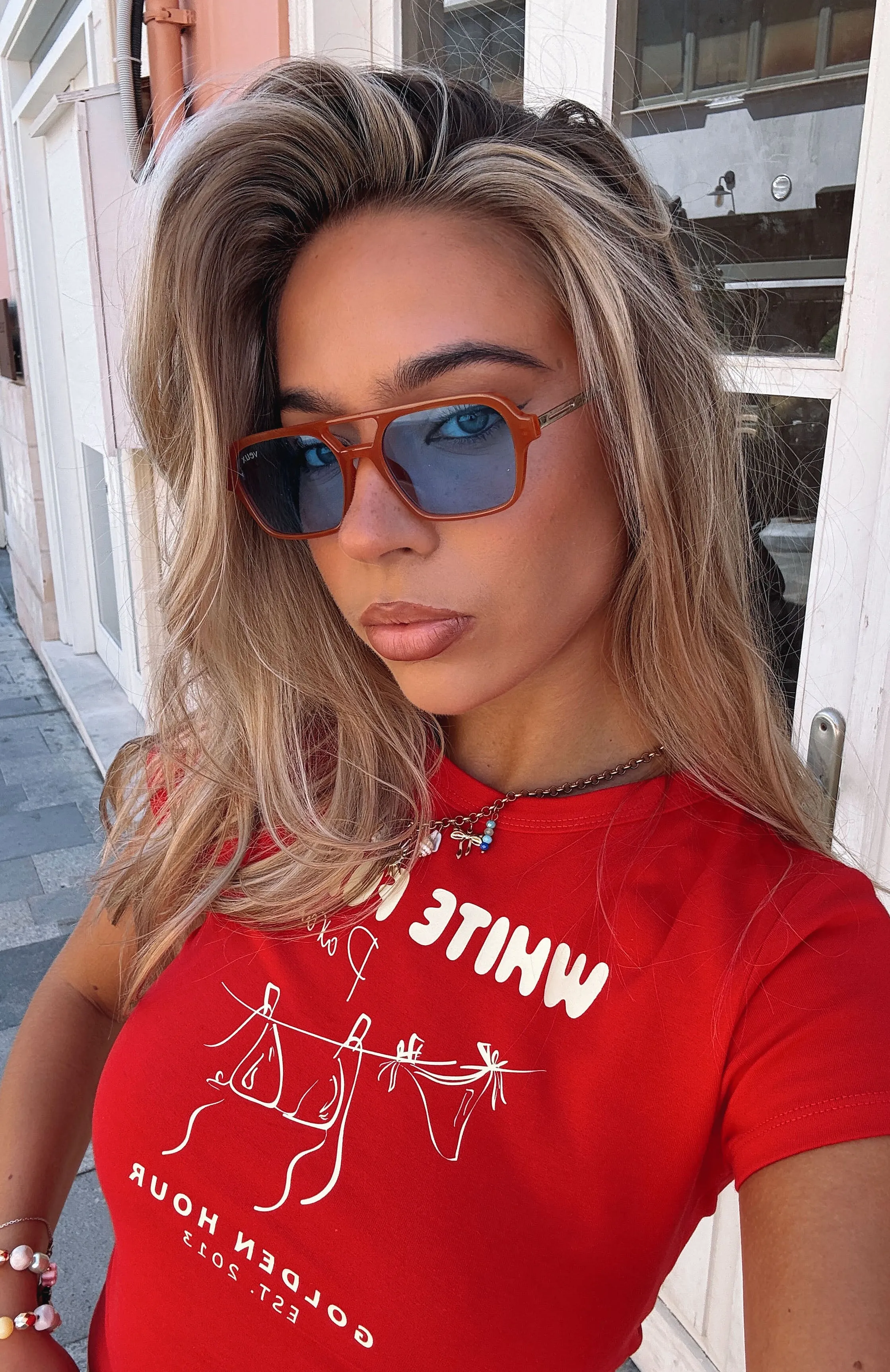 Lightweight Material gray shade Abel Sunglasses Orange/Blue