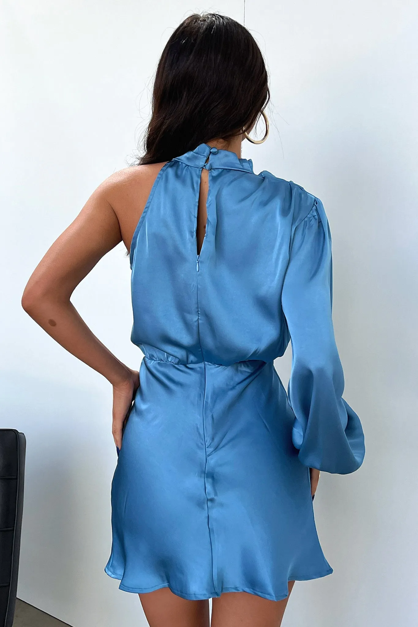 Light Style Santorini One Shoulder Dress - Blue