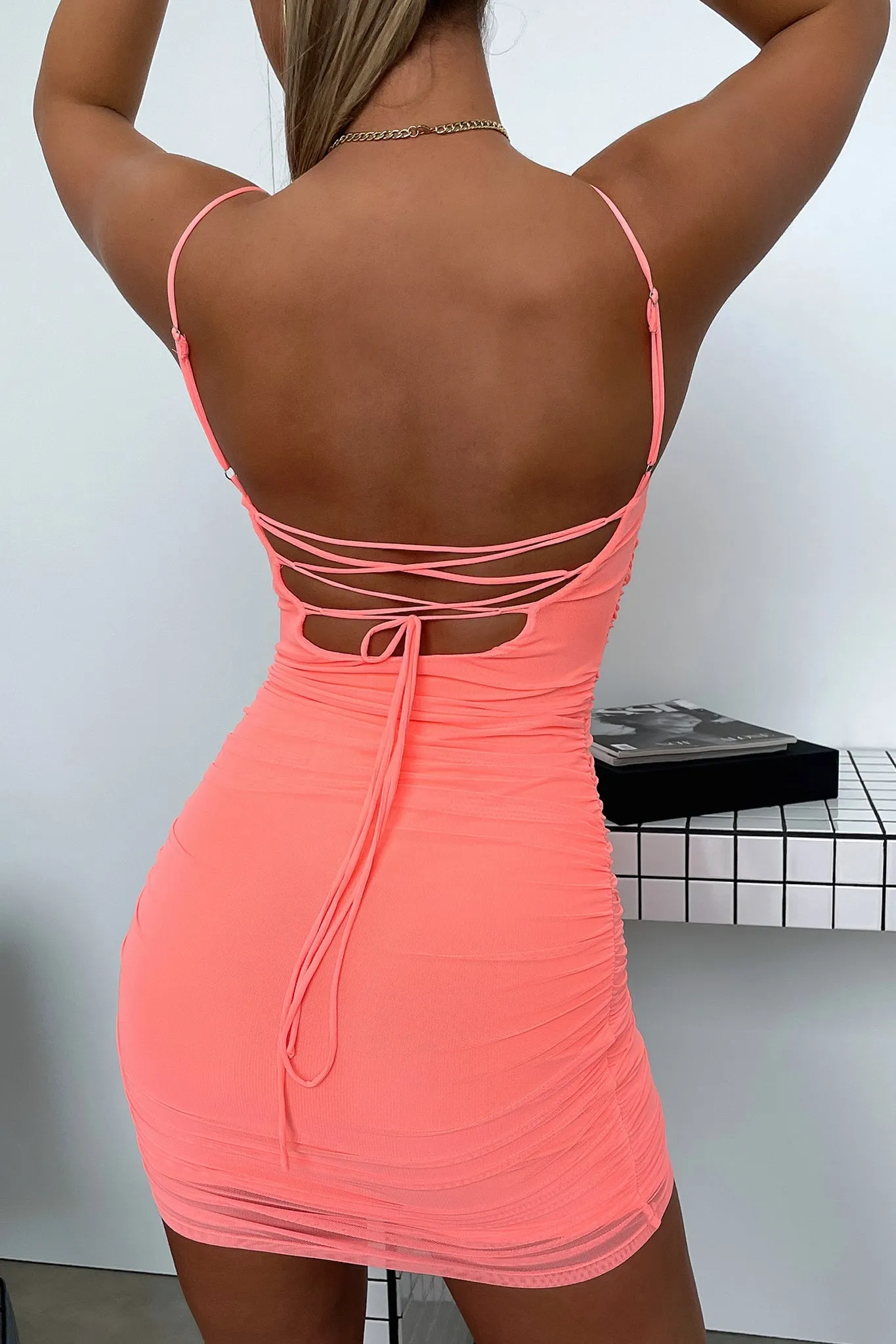 Club Beat Youth Glow Linda Mini Dress - Coral