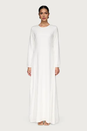 Functional Wear Linen Blend Basic Inner Maxi Dress - White