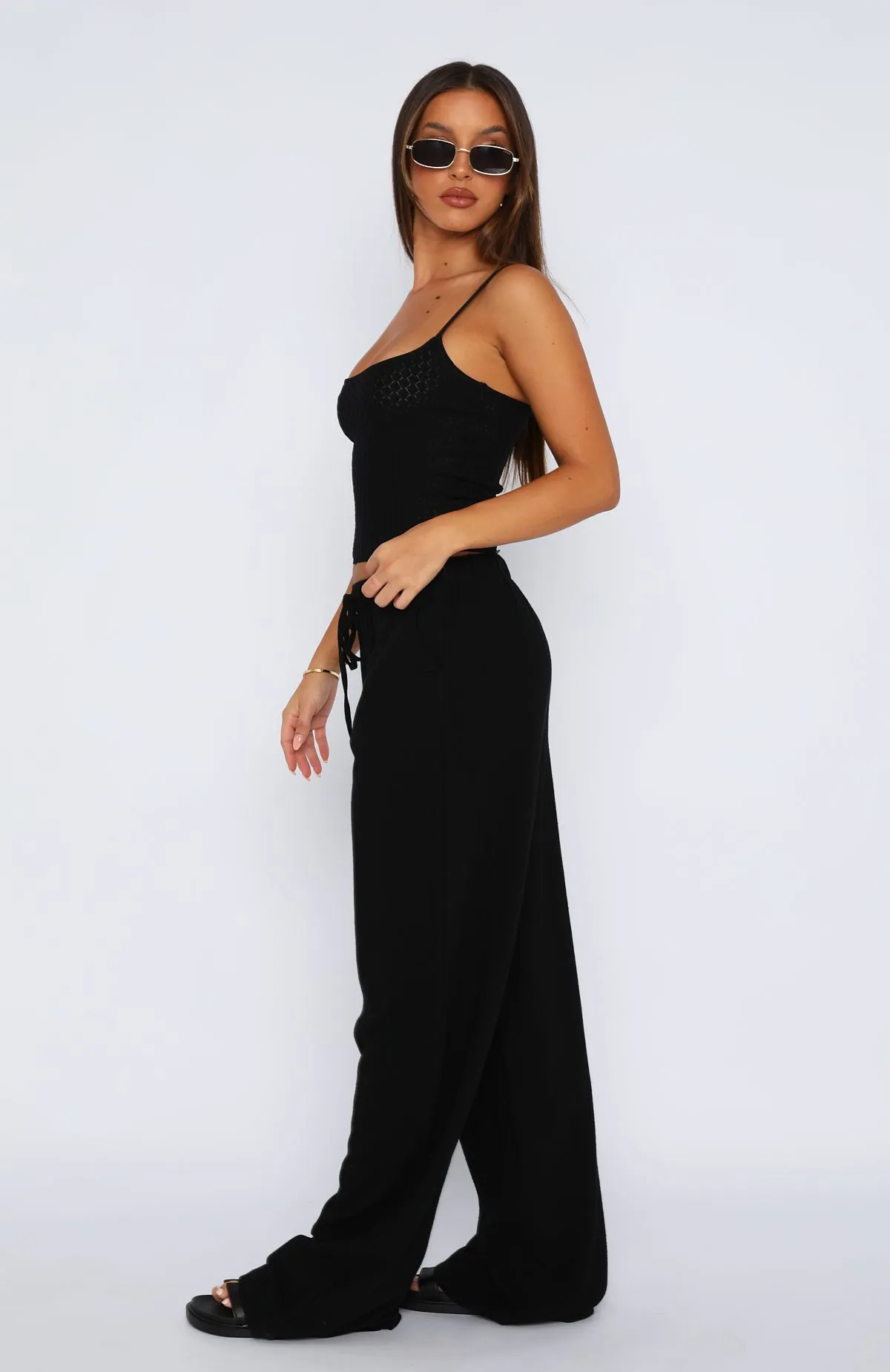 Live It Up Linen Pants Black Velvet Touch