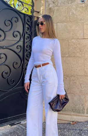 heavy fabric Lola High Rise Wide Leg Jeans Cream
