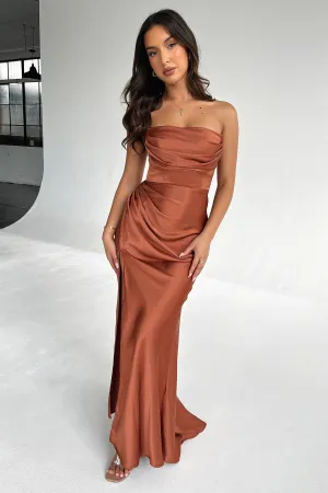 Lola Maxi Dress - Rust Dot Play Front Button