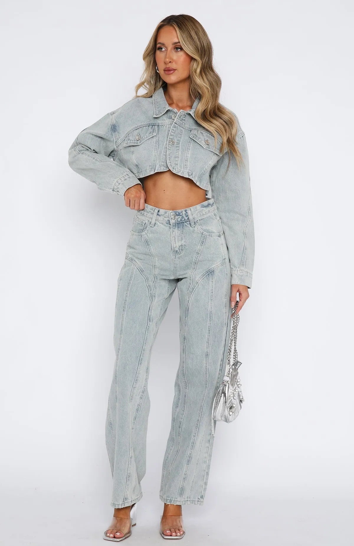 Long Sleek Did You Miss Me Mid Rise Straight Leg Denim Jeans Light Blue Acid Wash