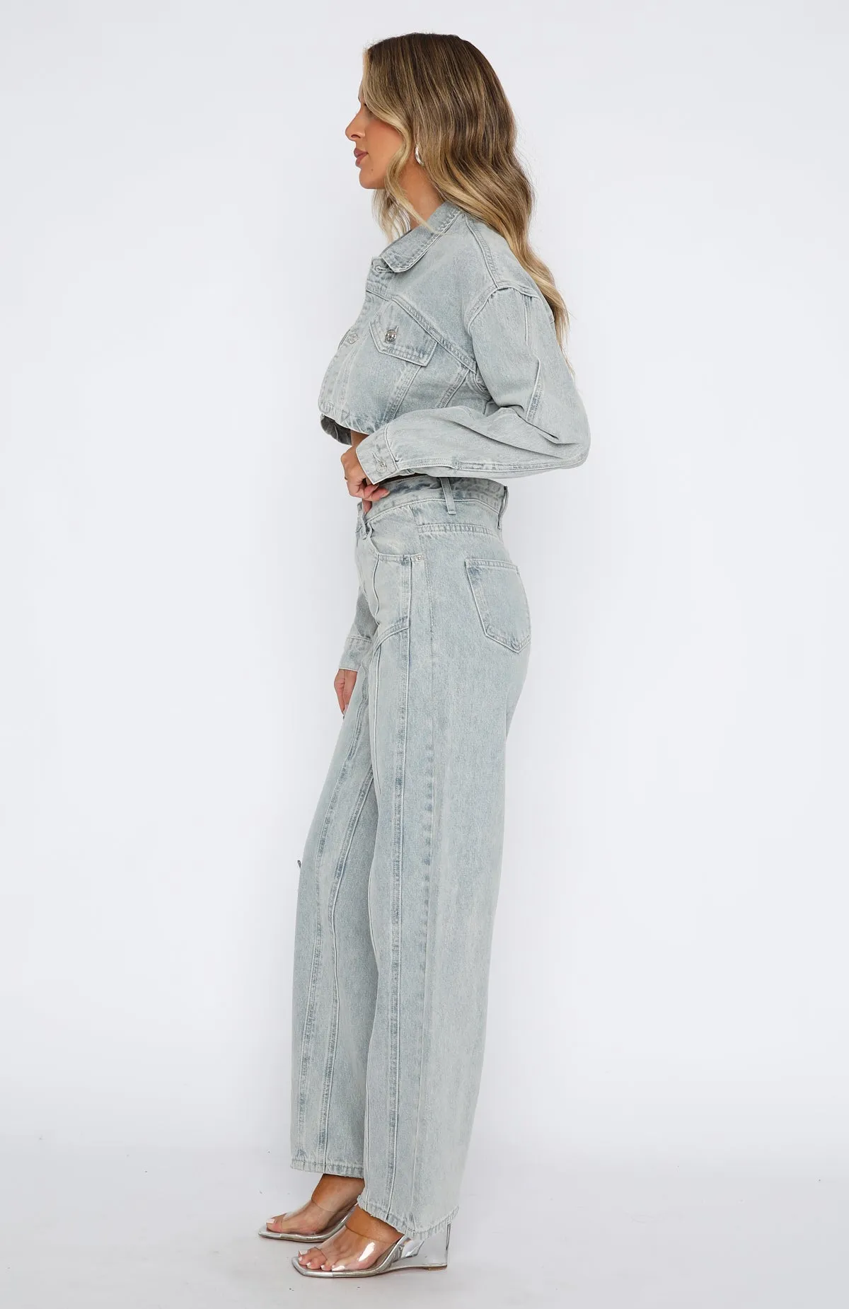 Long Sleek Did You Miss Me Mid Rise Straight Leg Denim Jeans Light Blue Acid Wash
