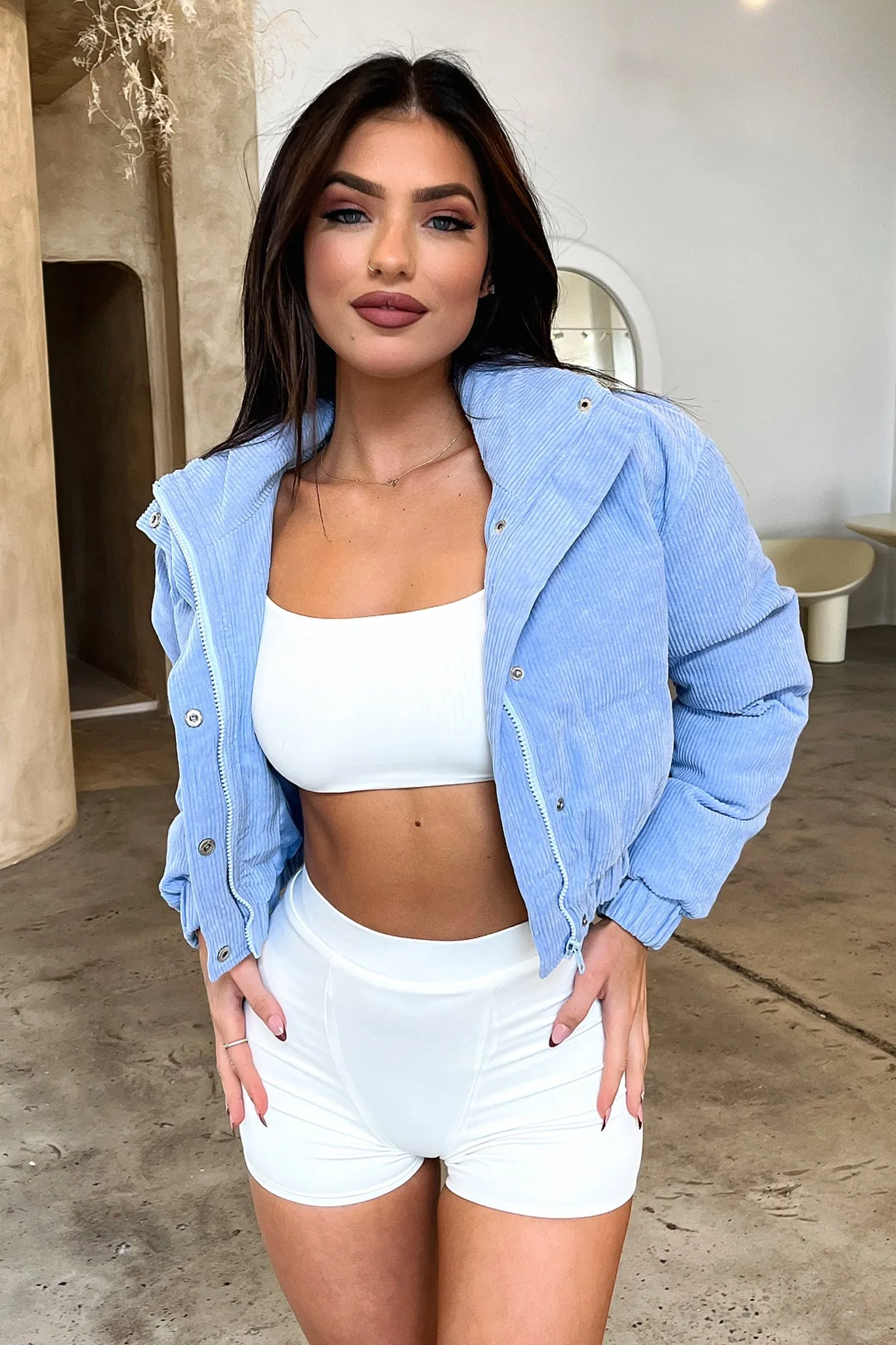 Long Sleeve Bourke Puffer Jacket - Blue