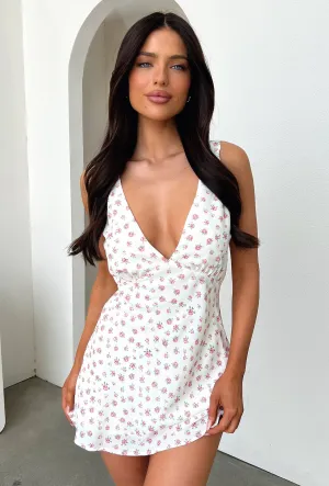 Trend Star Stylish short-sleeve mini Naf V-Neck Mini Dress - Rose Floral
