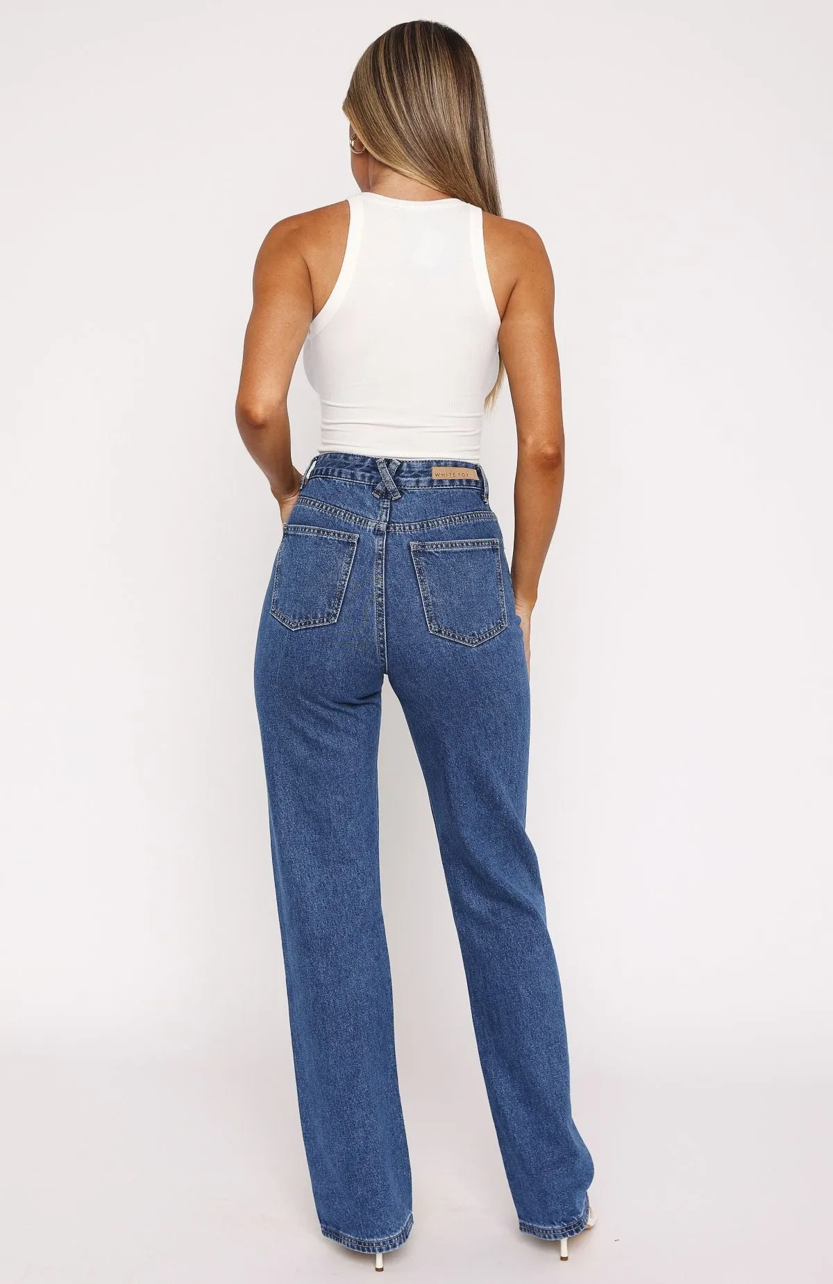 Long Way To Go High Rise Straight Leg Jeans Cobalt Blue Wash Mid-rise Comfort