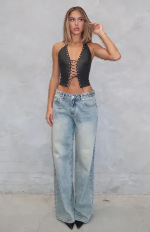 Maeve Low Rise Wide Leg Jeans Sand Unique Style height-enhancing design