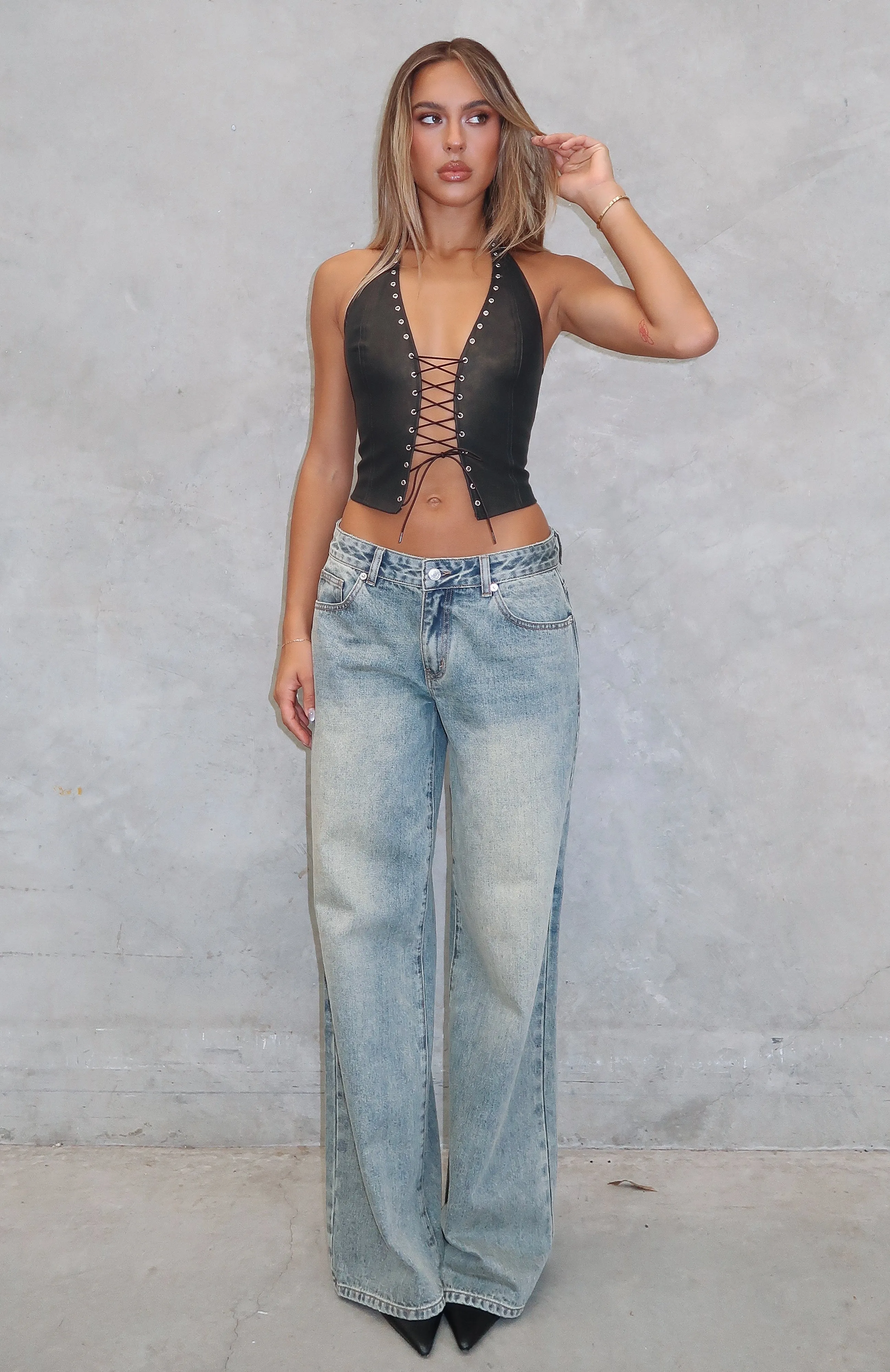 Maeve Low Rise Wide Leg Jeans Sand Unique Style height-enhancing design