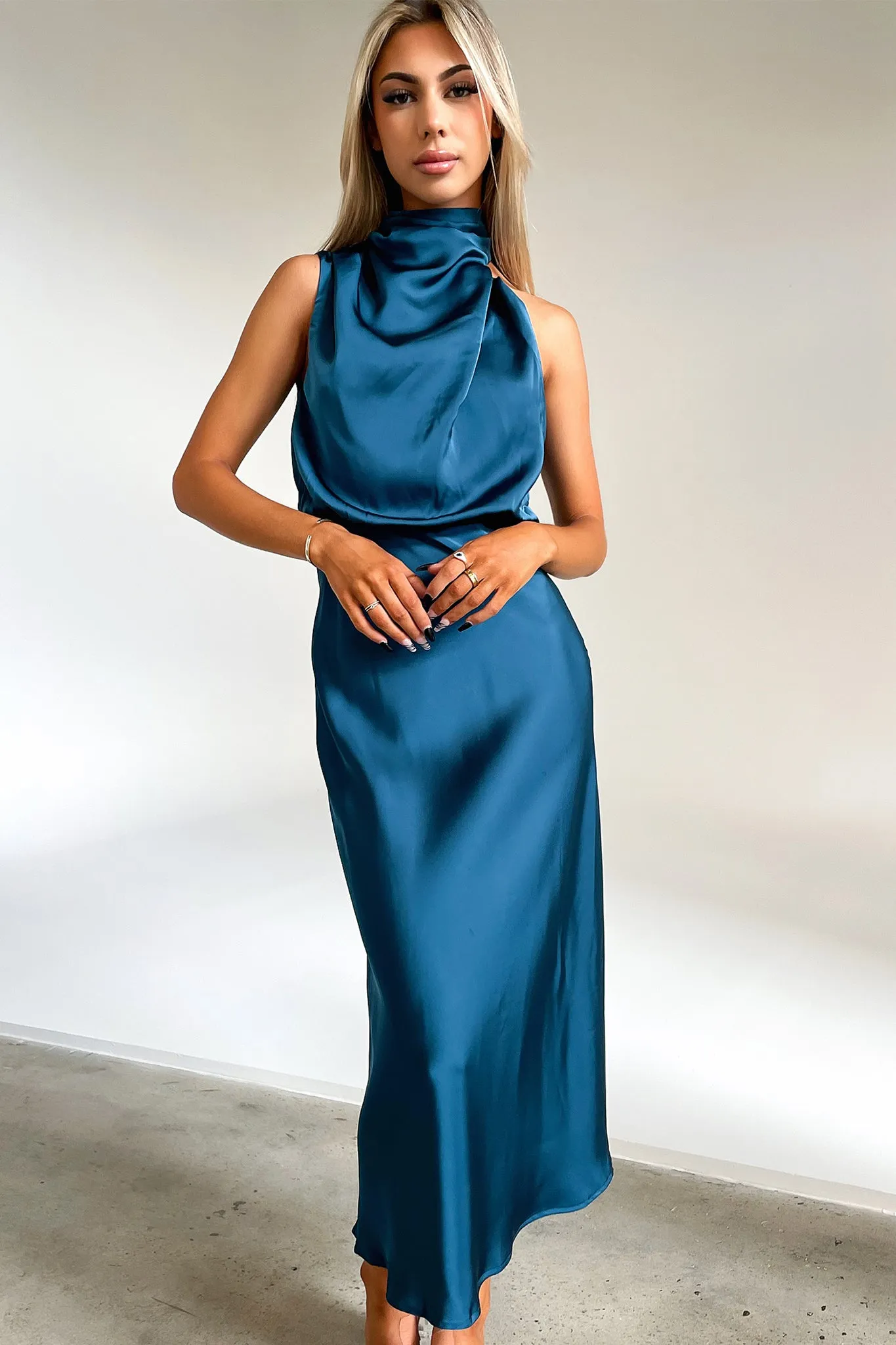 Santorini Maxi Dress - Emerald Silver Glow Wind Song