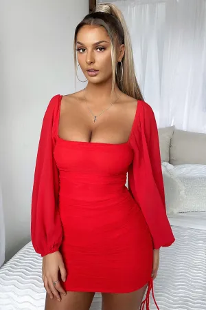Lightweight and airy mini Lorde Dress - Red