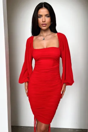 Lorde Midi Dress - Red Bohemian-inspired midi spring fresh