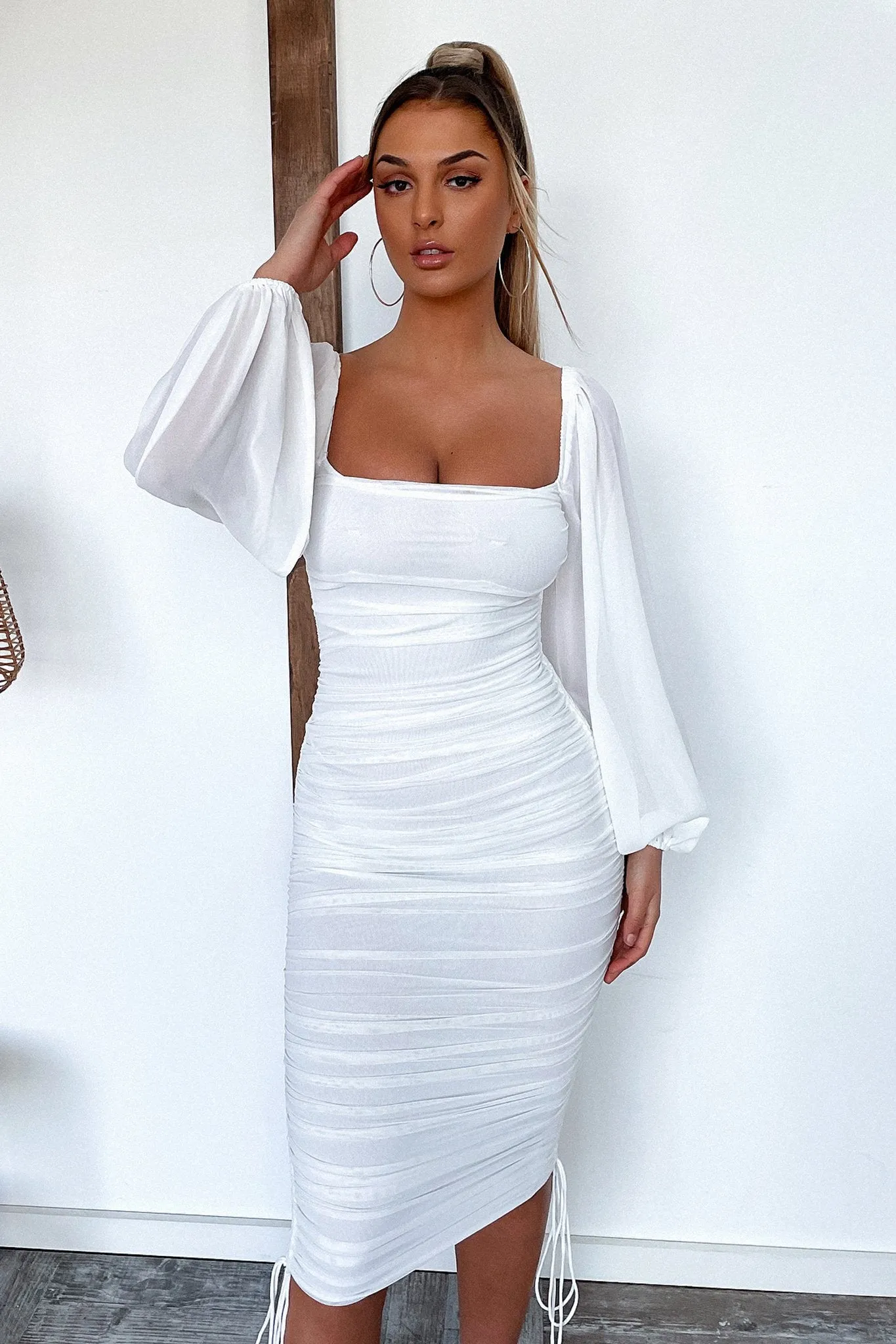 Lorde Midi Dress - White Inset Panel