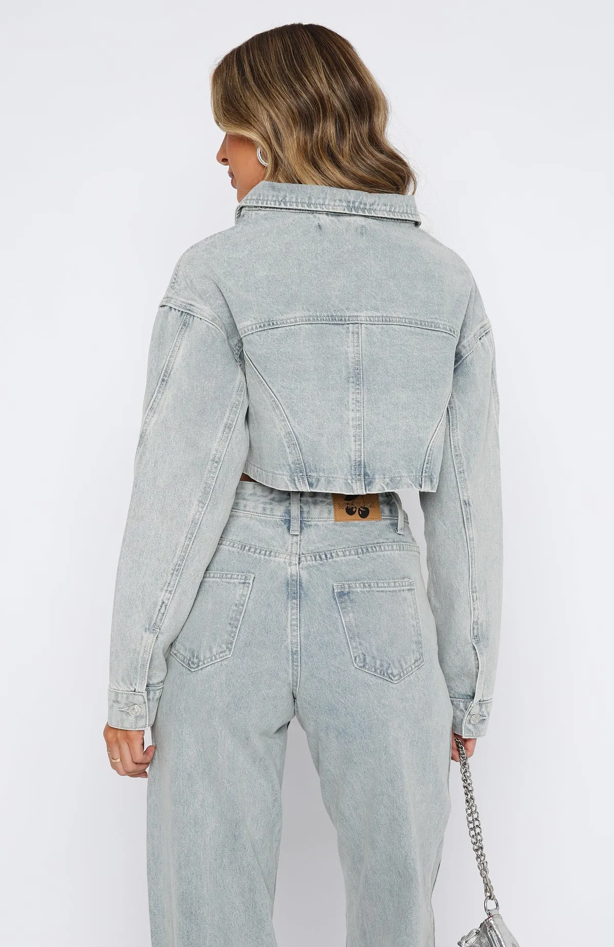 Love You Again Denim Jacket Light Blue Acid Wash Loose Comfortable