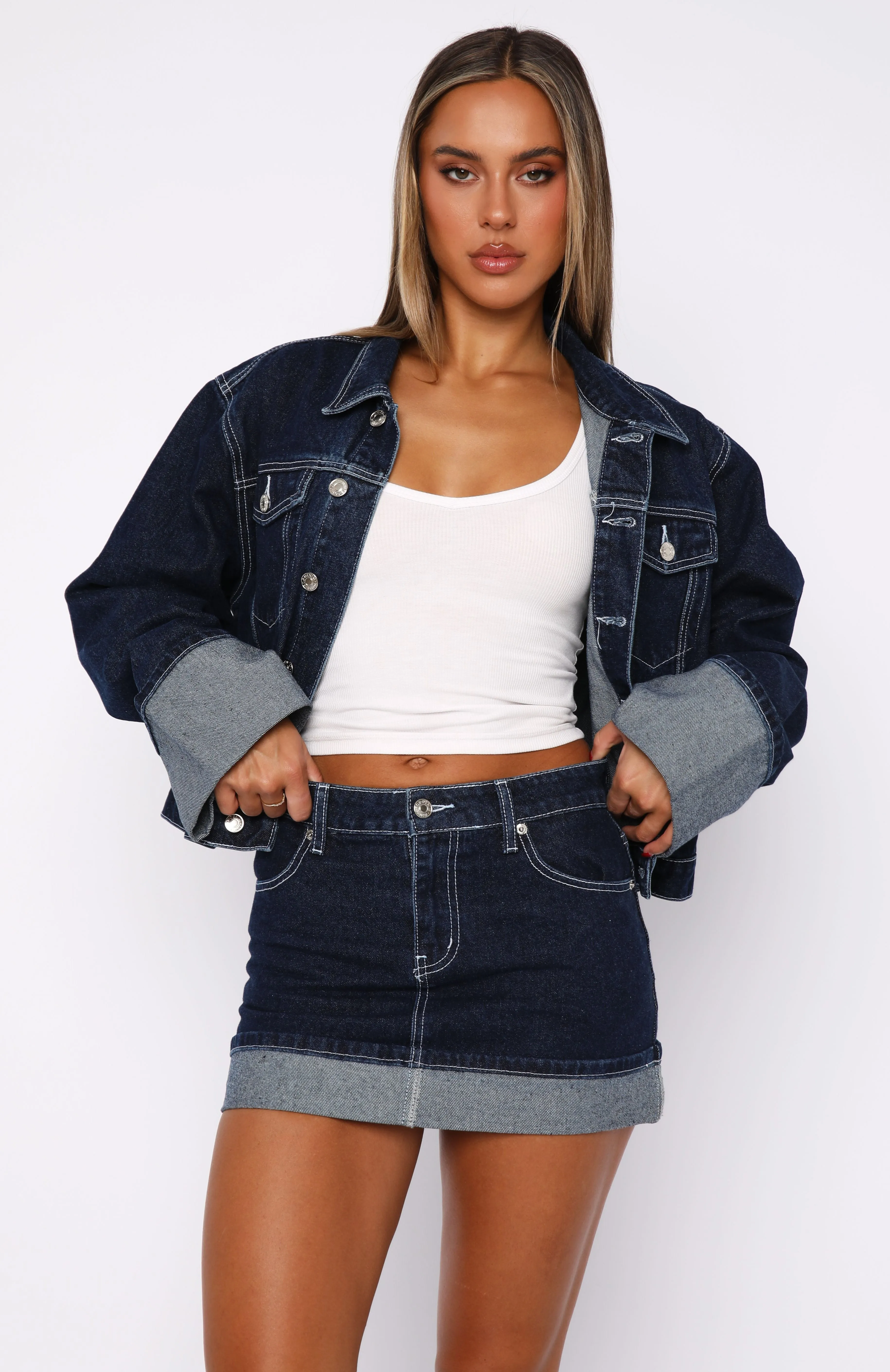 Low-waist Stylish Charlotte Denim Mini Skirt Dark Indigo